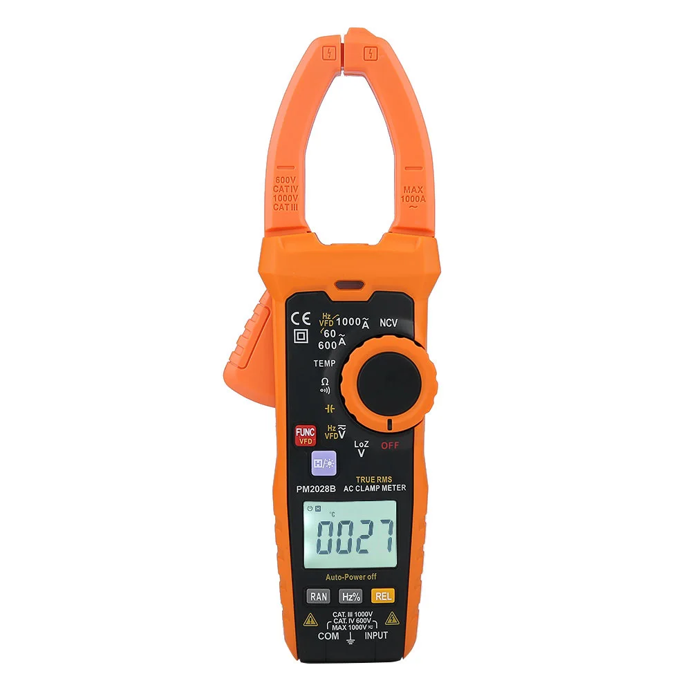 PM2028A PM2028B Цифровой мультиметр-зажим 6000 отсчетов переменного тока Вольт Ампер Ом Гц метр подсветка токовые клещи