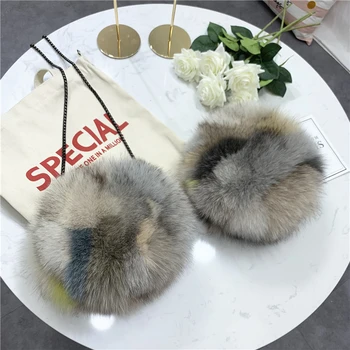 

2020 New fashion Real fox fur bag Small round bag Shoulder Messenger Bag Real fur bag Handbag women