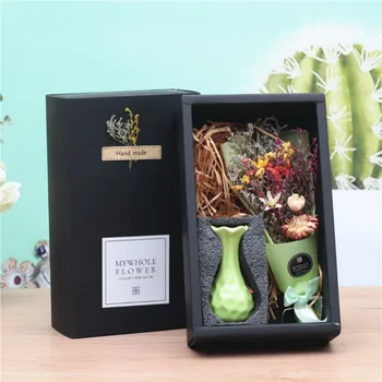 

1-Ins Photo Props Colored Dried Flowers Crystal Grass Bouquet Home Wedding Decoration Birthday Gift Lover Gift flower box design