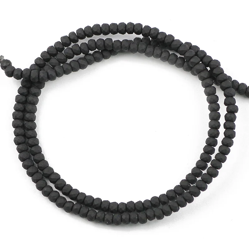 Black JHNBY 3x2 мм граненый плоский круглый гематит натуральный камень радужные резиновые разделители свободные бусины для изготовления ювелирных изделий 1" Diy Браслеты - Цвет: Black