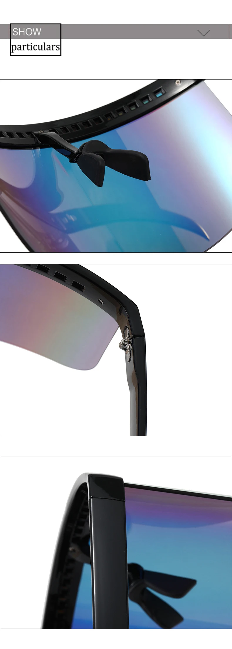 Oversized Windproof Mask Goggles Sunglasses Women  Fashion One Piece Rimless Sunglasses Men Outdoor UV400 Crystal Glasses O960