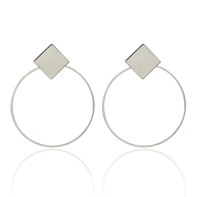 Big hoop Earrings Korean Geometry Metal Gold Earrings For women Female Retro Drop Earrings 2021 Trend Fashion Jewelry