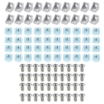 

2020 Series Aluminum Profile Connector Set: 20pcs Corner Bracket + 40pcs M5 x 10mm T-slot Nuts + 40pcs M5x10mm Hex Socket Cap