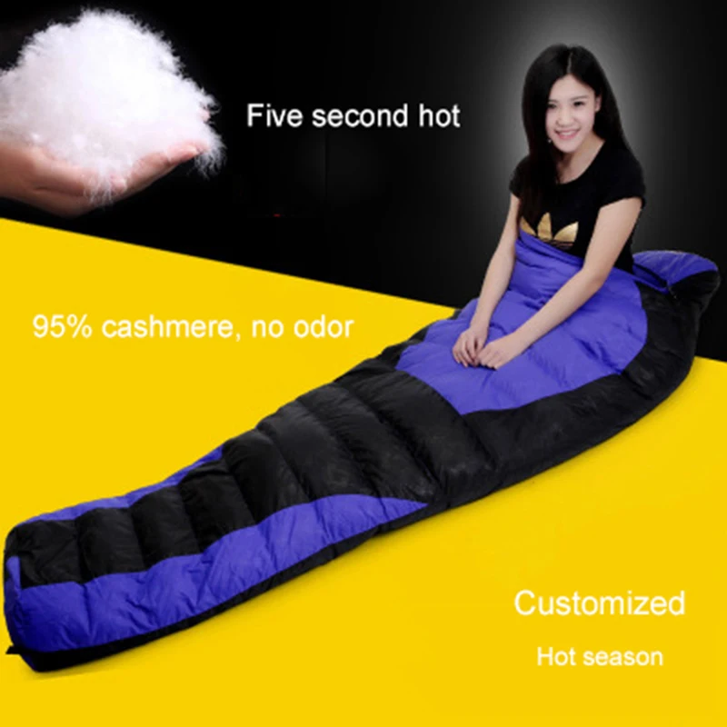 

Mummy Down Sleeping Bag Outdoor Ultra-Light Adult Duck Down Thickening Warm Camping Autumn Winter Splicing Double Sleeping Bag