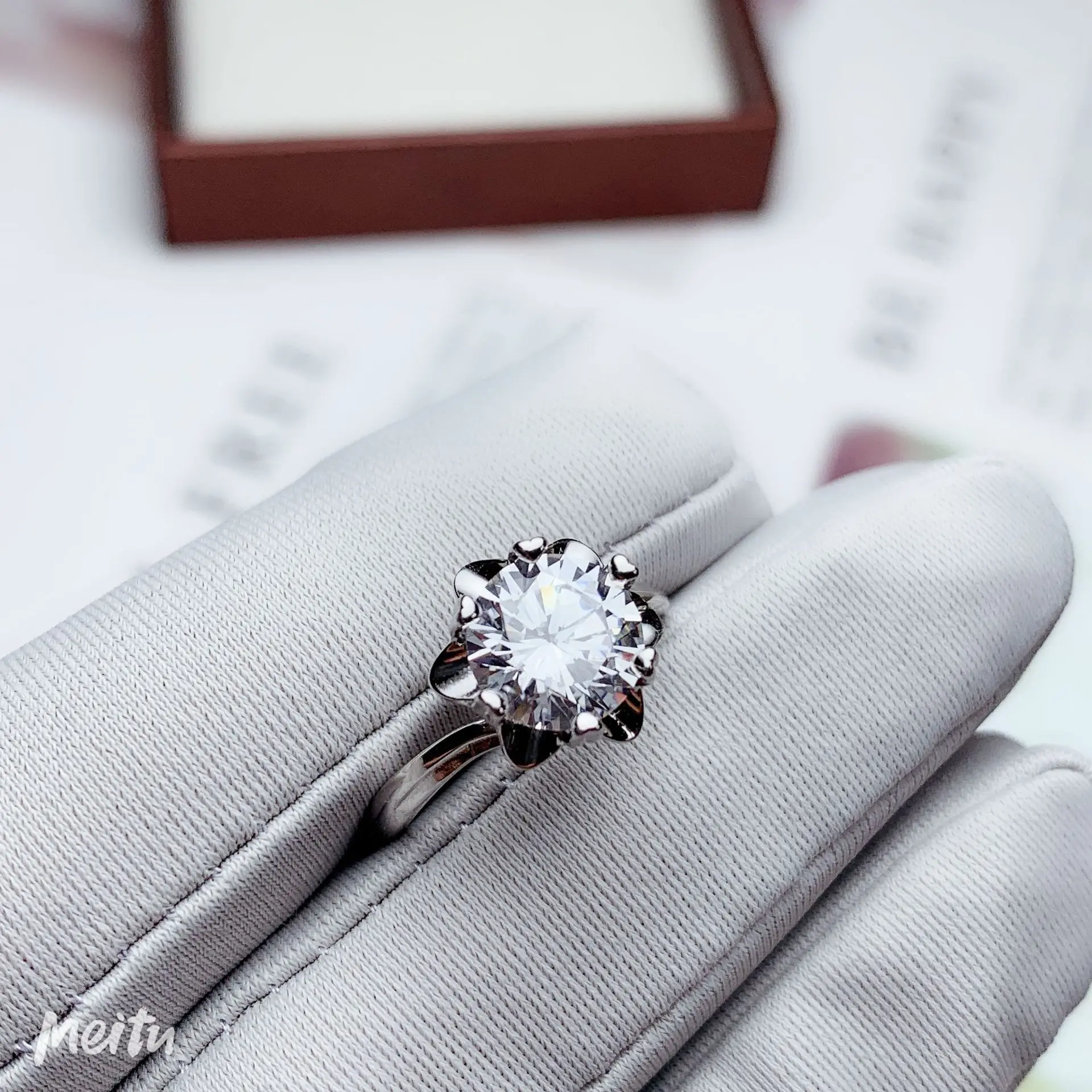 MeiBaPJ VVS1 D Цвет 2 карата Moissanite бриллиантовое кольцо с цветком для женщин Настоящее