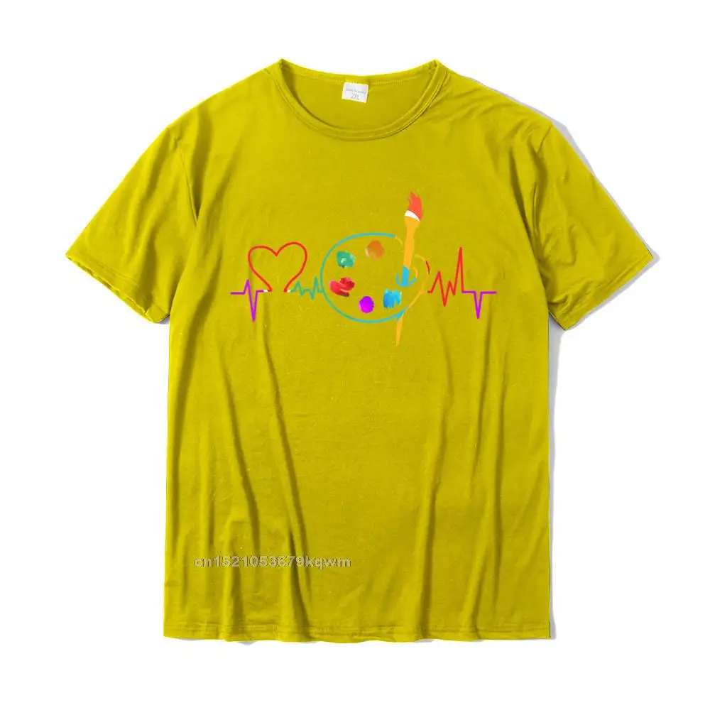 Crew Neck Design 100% Cotton Men T Shirt Crazy Short Sleeve Tops & Tees Slim Fit Geek T-Shirt Drop Shipping Funny Paint Palette Brush Artist Painter Gift Kids Men Women T-Shirt__3638 yellow