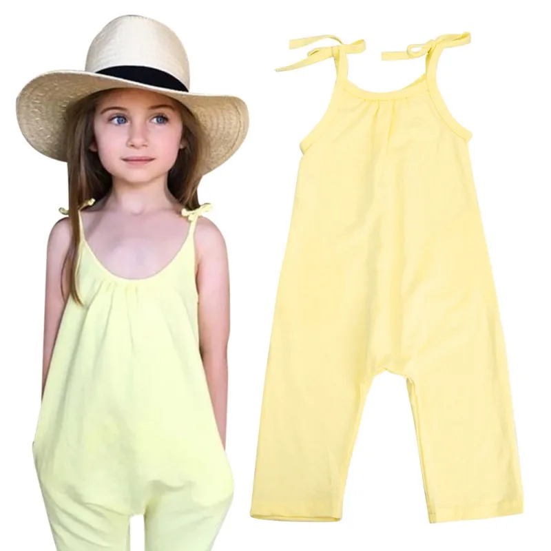 

Baby Girls Bib Pants New Children Solid Color Drawstring Overalls Kids Soft Casual Loose Bodysuit Long Pants S1