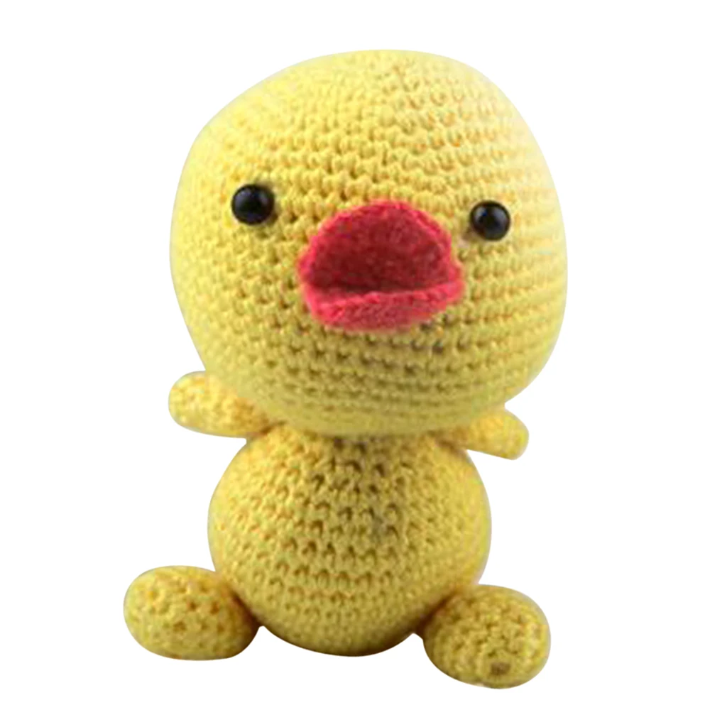 Handmade Yellow Duck Doll Crochet Kit Amigurumi Making Knitting Craft with Supplies for DIY Crocheting and Knitting