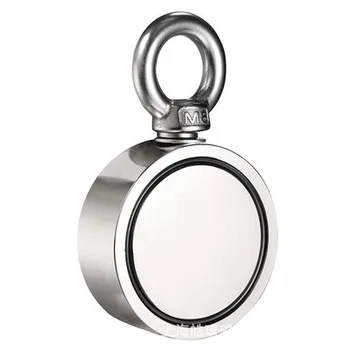 

Double Side Magnet Fishing,Combined 300Kg Pulling Force,60Mm Diameter,Super Strong Round Neodymium Fishing Magnet With Eyebolt