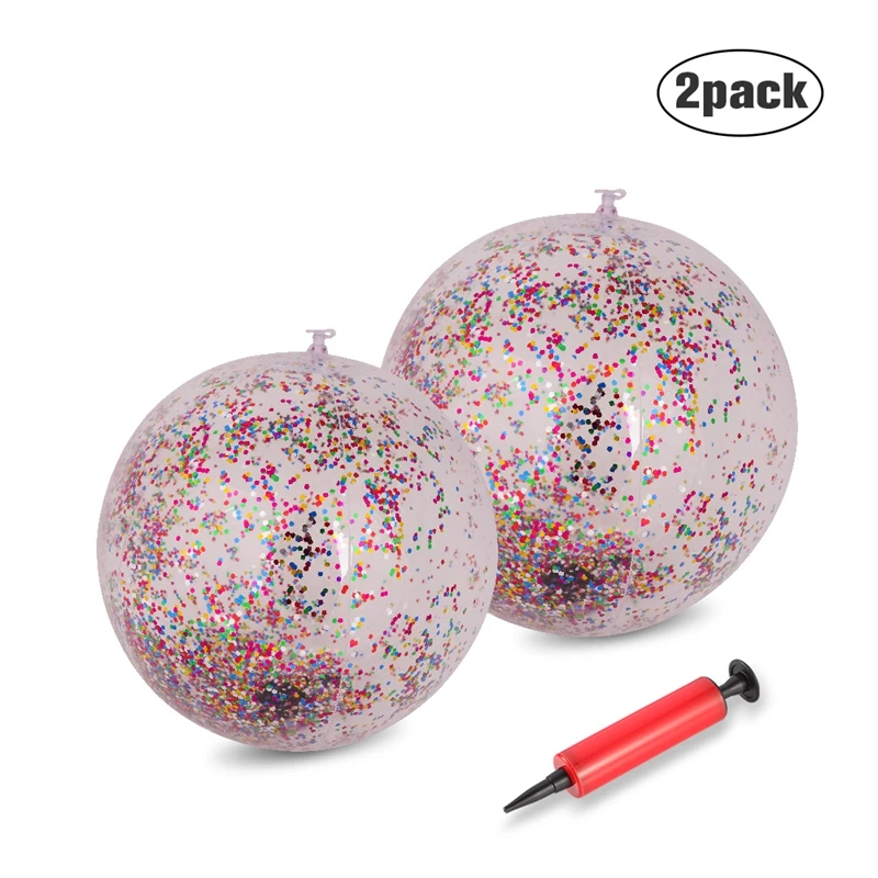 

2 PCS Inflatable Sequin Beach Ball Confetti Glitter Beach Ball Water Balloon Inflatable Toys Swimming Pool Toy