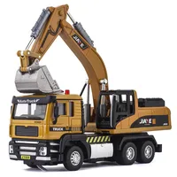Modelo de excavadora de ingeniería de aleación 1:50 de alta simulación, camión volquete de juguete, excavadora rotativa, envío gratis