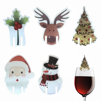 

10pcs Santa Claus Snowman Tree Wine Glass Christmas Decorations For Home Table Place Cards Xmas Gift New Year Party Supplies