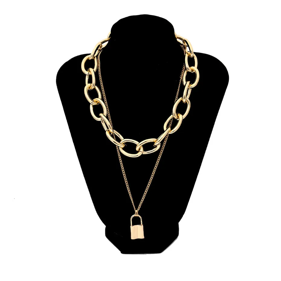 Ingemark панк Lover's Lock кулон ожерелье в богемном стиле ключица Золотая толстая цепочка ожерелье подарок на день Святого Валентина