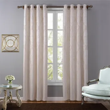 

Luxury white jacquard fabric curtains Semi-shading curtains for living room curtains Window Treatment Drapes Finished Blind