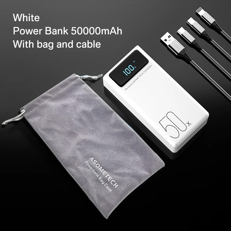 portable charger Power Bank 50000mAh Large Capacity LED Powerbank 50000 mAh 2.1A Fast Charging External Battery Charger For iPhone Xiaomi Samsung best battery pack Power Bank