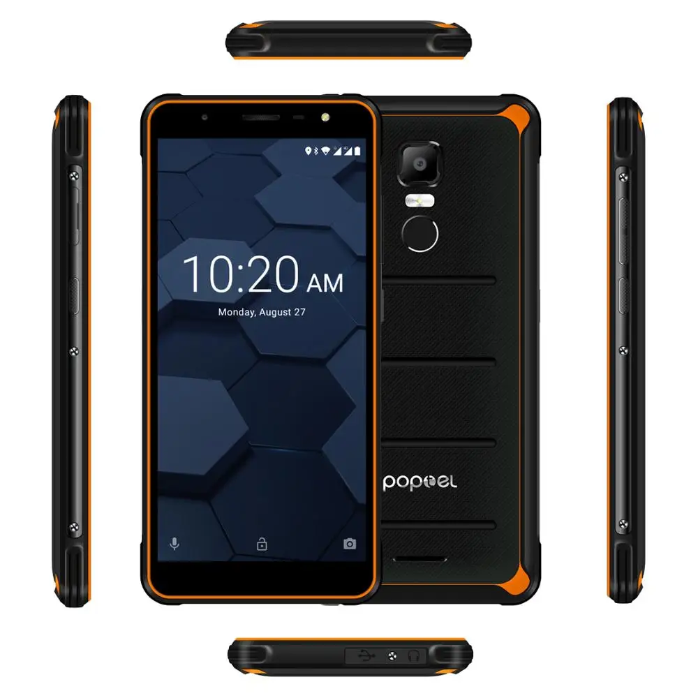 2020 Poptel P10 разблокирован смартфон повышенной прочности 5 дюймов 8 ядерный 4 Гб + 64 3600