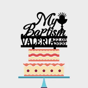 

Customized Name Date Personalized My Baptism Acrylic Cake Topper For Kids Baptism Party Cake Decoration YC077