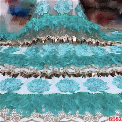 YF HZGJMY африканская кружевная ткань темно-синяя Высококачественная блестящая сетчатая кружевная вышитая французская перьевая кружевная ткань для леди A2300 - Цвет: Антикварная медь