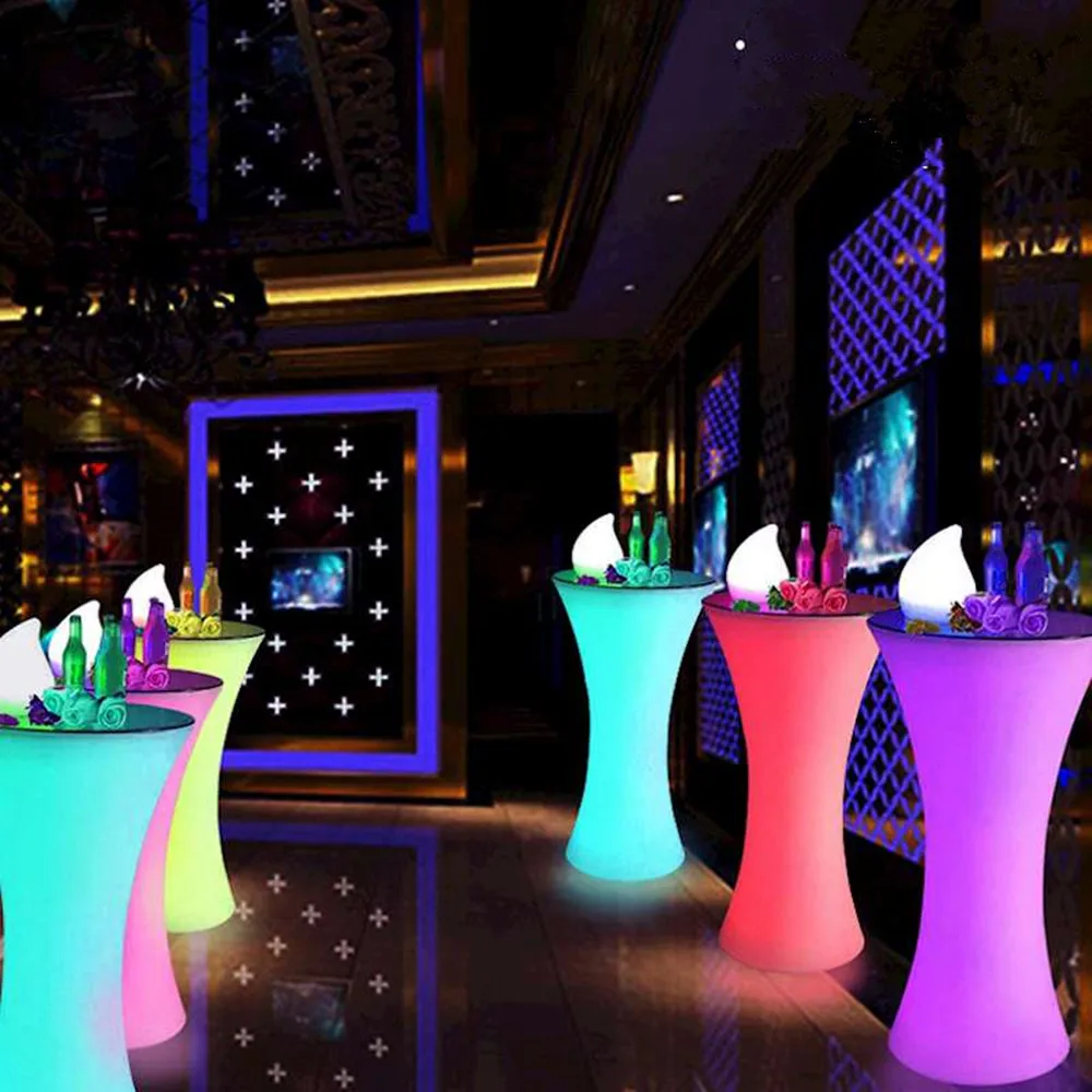 Creative Colorful LED Cocktail Bar Table plastc KTV Coffee Table Remote Control Color Change Commercial Furniture supplies Creative Colorful LED Cocktail Bar Table plastc KTV Coffee Table Remote Control Color Change Commercial Furniture supplies