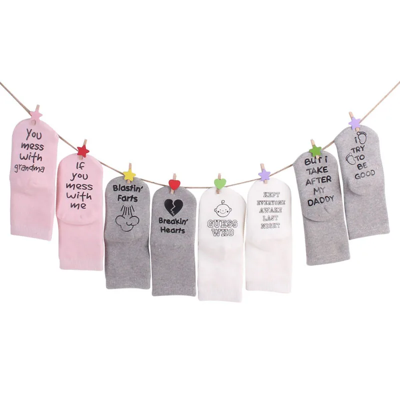 

4 Pair funny kids socks girls Letters Cartoon Pattern Socks Set Cotton Warm Floor Sock Leg Warmer kids socks boys 0-18M