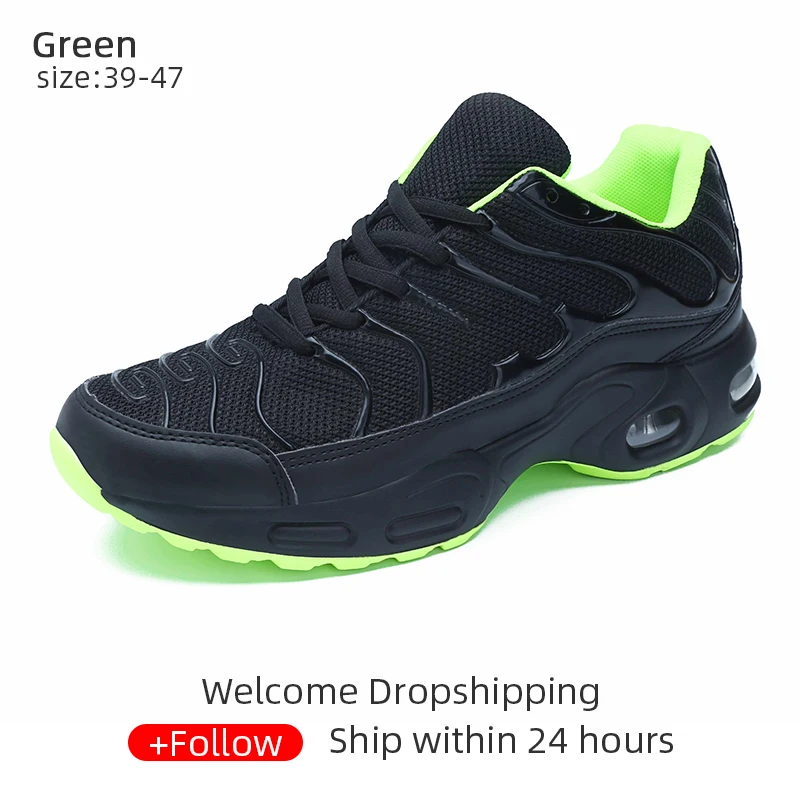Black Green Модные дышащие кроссовки для бега, мужские кроссовки, Zapatos De Hombre, мужская повседневная обувь, размер 47, Прямая поставка - Цвет: Black Green