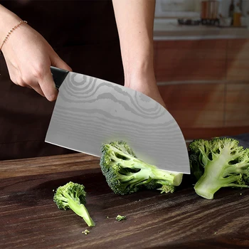 

SOWOLL Stainless Steel Chef Knife Beauty Laser Pattern Blade Full Tang Serbian Chef Butcher Knife Meat Cleaver Razor Sharp Knife