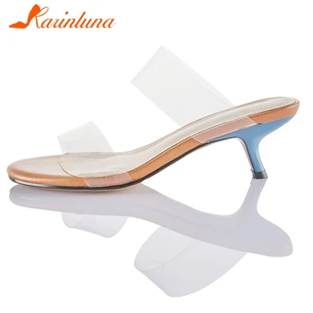 

Karinluna 2020 New Arrivals PVC Strange Style Summer Pumps Mules Women Shoes Outside Slip On INS Hot Shoes Woman Pumps Female