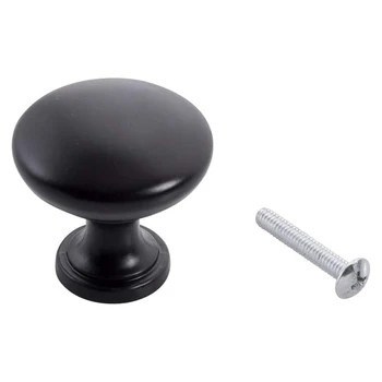 

10Pcs Zinc Alloy Black Solid Round Handles Furniture Handle Cabinet Drawer Wardrobe Single Hole Simple Handle