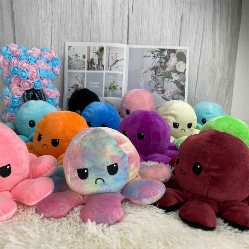 

1 Pcs Cute Flower Plush Toy Double-sided Flip Color Plush Doll Marine Life Pattern Color Filled Plush Animal Toy