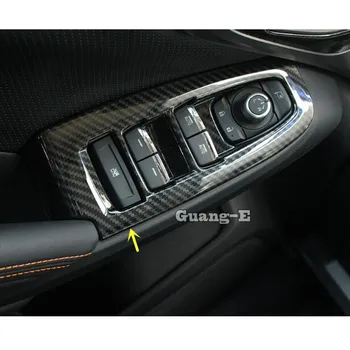 

Car ABS Chrome/Carbon Fibre Door Window Glass Panel Armrest Lift Switch Button Trim Frame 4pcs For SUBARU XV 2018 2019 2020