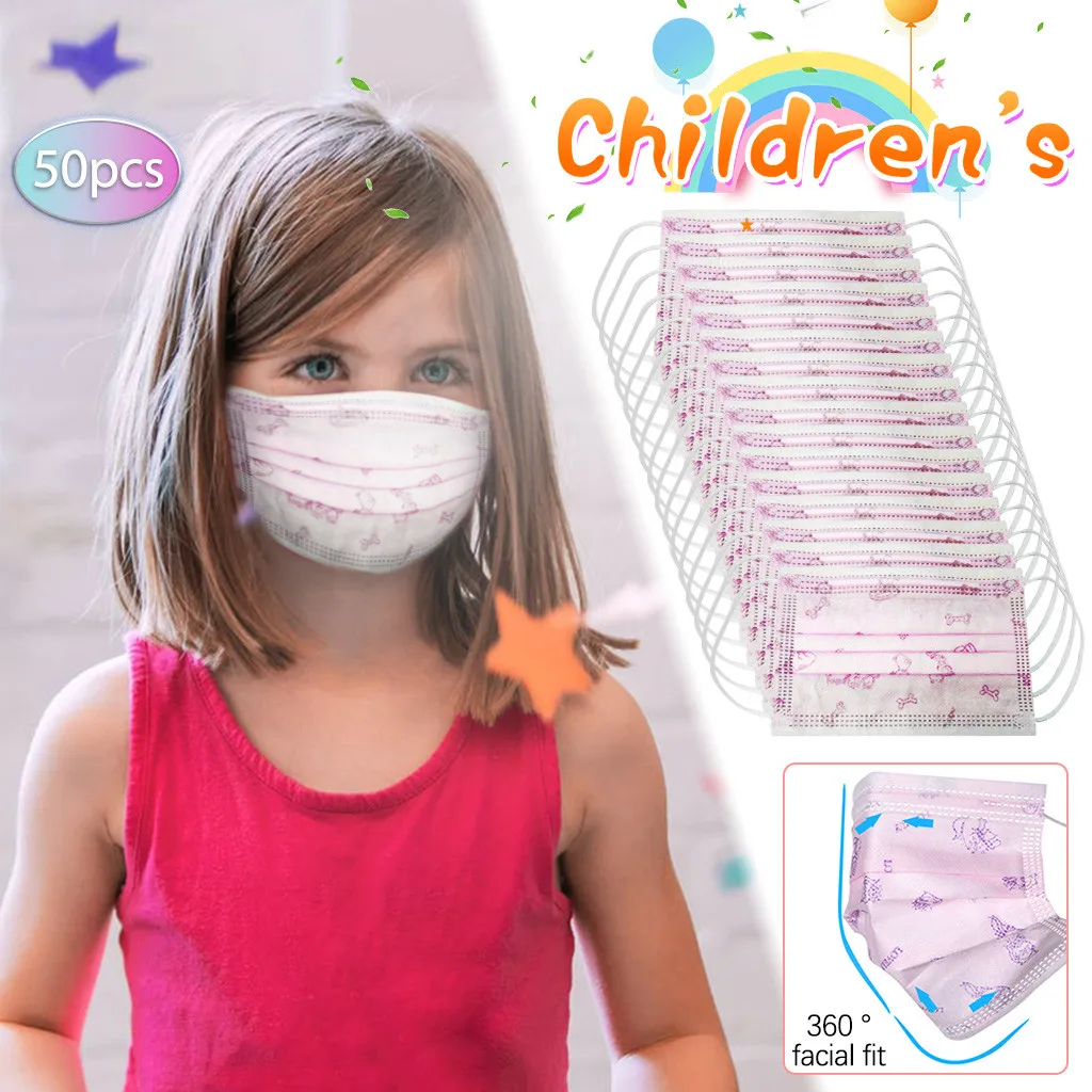

50PC Kids Mascarillas Disposable Facemaske scarf Face Maskswashable And Reusable Mascarilla Reutilizable 3Ply#0707LJC