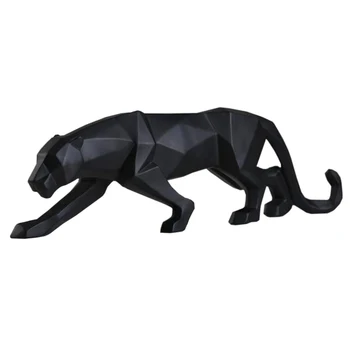 

Modern Abstract Black Panther Sculpture Geometric Resin Leopard Statue Wildlife Decor Gift Craft Ornament Accessories Furnishing