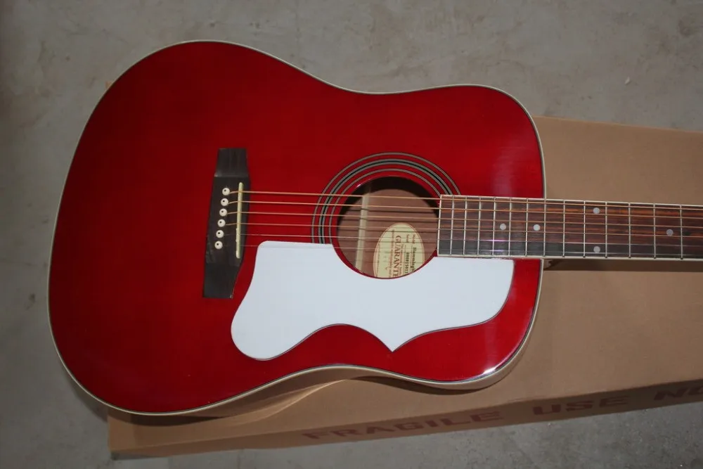 Красный H-Bird Акустическая гитара GB H-Bird акустическая электрогитара Китайский изготовленный на заказ Акустическая гитара