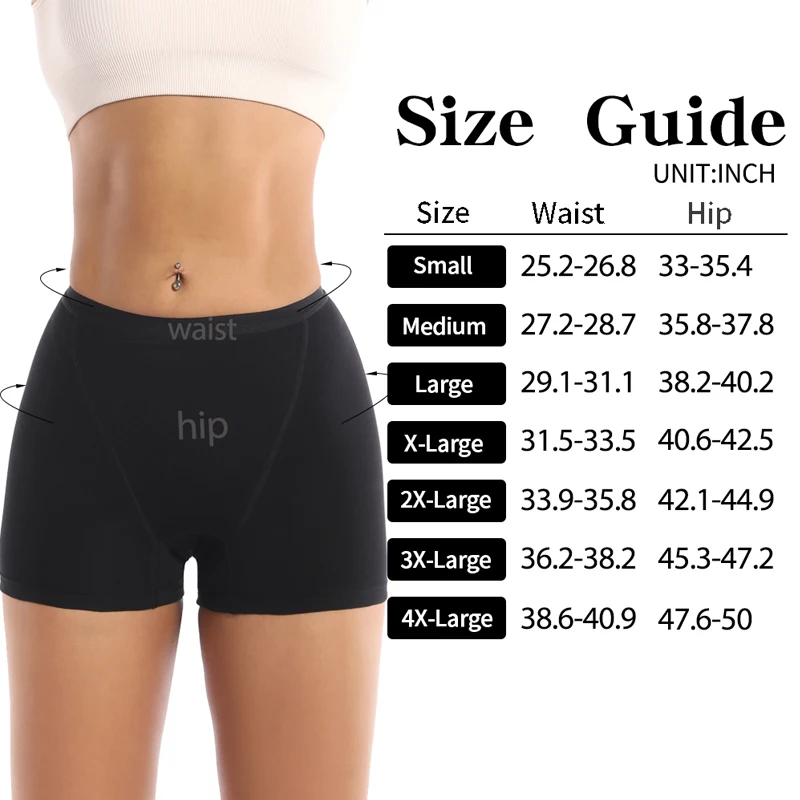 Menstrual Swimwear Heavy Flow Menstrual Panties 4-Layer Leak Proof Cotton Boyshorts Period Underwear Absorbent Overnight Incontinence Boxer Briefs