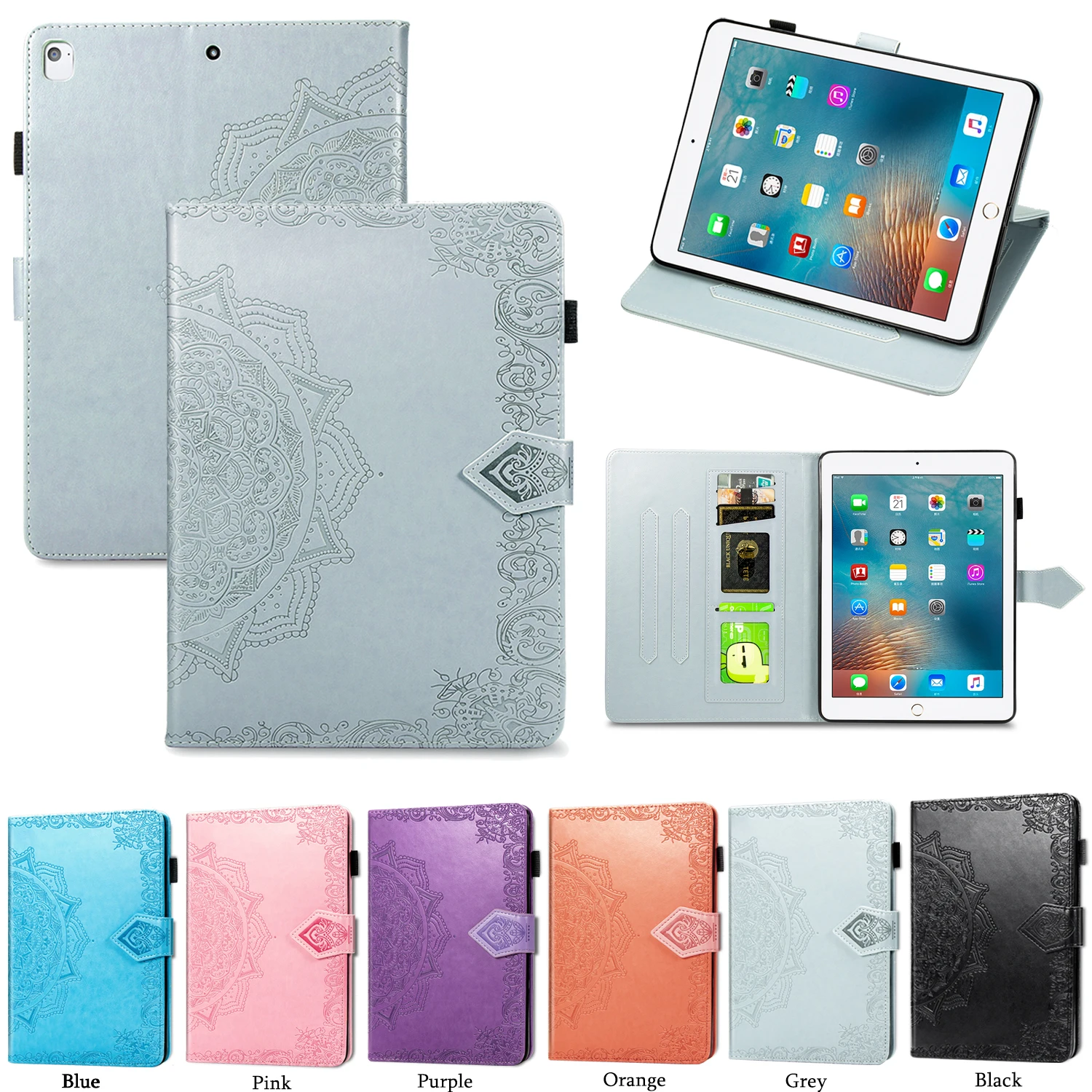 For iPad 9.7 2018 Case i Pad Air 2 Pro Smart Cover Magnet Auto Sleep Wake Kickstand Card Pocket iPadPro Coque Air2 2017 9.7inch |