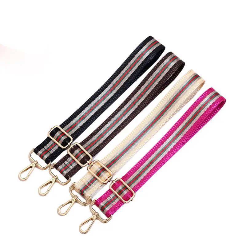 

4 Colors Stripe Pattern Shoulder Strap for Women Handbag Patchwork Adjustable Obag Accessories Fashion Style Nylon O Bag Handle