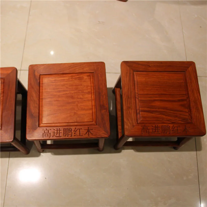 

Pterocarpus Erinaceus Poir. Small Square Solid Wood Bench New Chinese Style Creative Low Stool Mahogany Square Stool Children's
