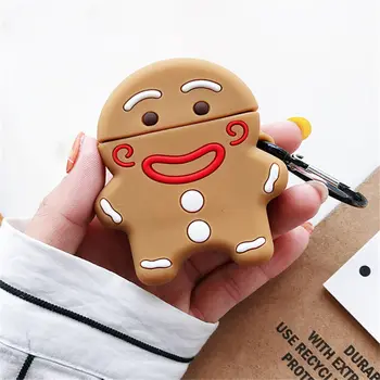 

3D Cute Christmas Gift Gingerbread Man Caribou Silicone Headphone Cases for Apple Airpods 1 2 Funda Silicone Protection Cover