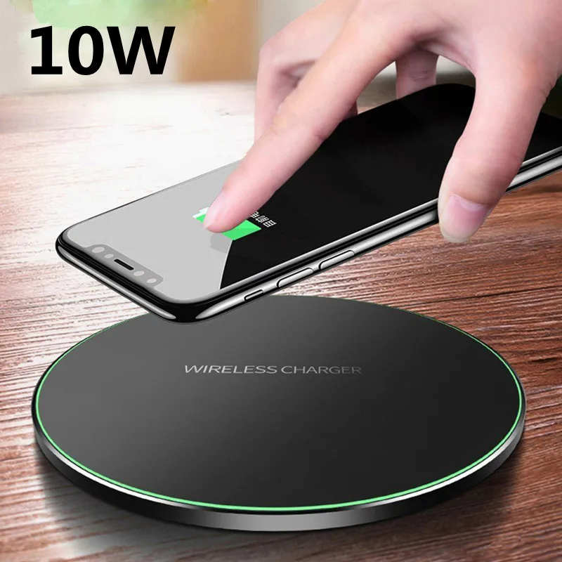 10W/7.5W/5W Metal Qi Wireless Charger for iPhone Xs Max X 8 Plus QC3.0 USB Phone Fast Charging Pad Samsung Note 9 S10 | Мобильные