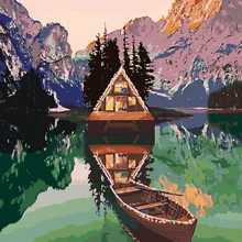 5D DIY алмазная живопись Лодка Пейзаж pintura диаманта Заказная алмазная живопись брелок Рождественские открытки weinachts dekoration