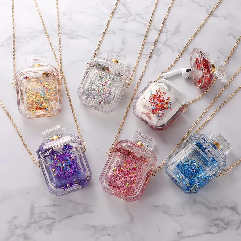 

Liquid Earphone Case for Apple Airpods Case Glitter Quicksand Cover for Airpods 1/2 Transparent Headphone Cover with Lanyard