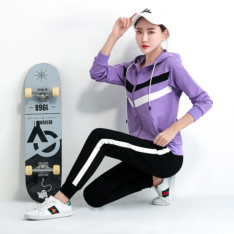 

Leisure Sports Suit Female Spring 2019 Korean-style New Style Long Sleeve Hoodie Loose-Fit Two-Piece Set Spring And Autumn Sport
