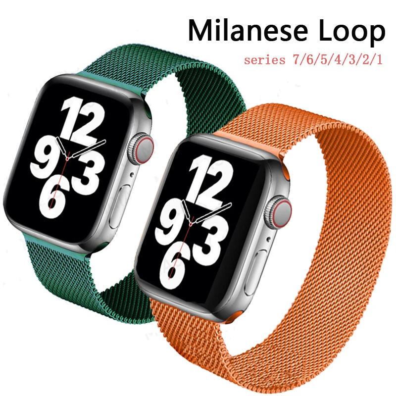 Ремешок Миланская петля для Apple Watch браслет из нержавеющей стали iWatch series 3 4 5 6 7 44/45