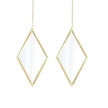 

2PCS Rhombus Wall-Mounted Delicate Creative Hanging Mirror Vanity Mirror for Home Bedroom Bathroom