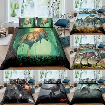 

3D HD Dinosaur Printing Bedding Set Children Duvet Cover Set Queen/King Cartoon Dinosaurs Bed Set Bedclothes