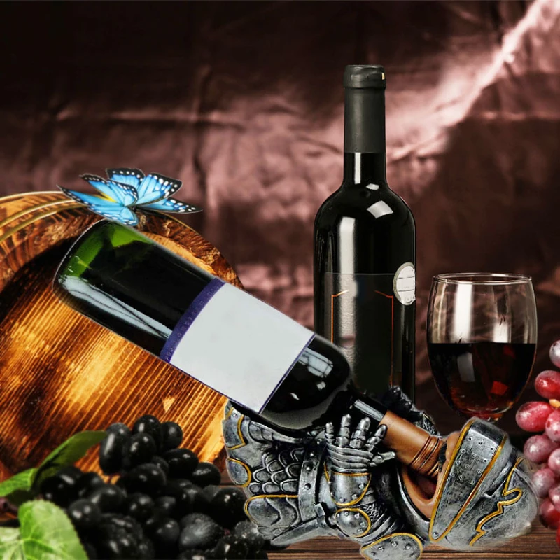 Knight Wine Bottle Holder Resin Armored Figurines Rack Animal Beer Stand Ornament Home Bar Craft Decoration | Дом и сад