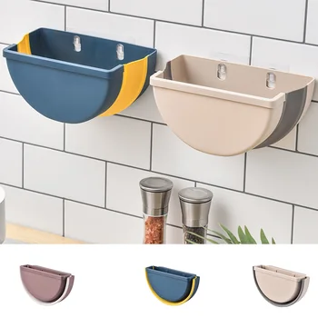 

Folding Waste Bin Kitchen Cabinet Hanging Trash Can Bathroom Toilet Garbage Storage Basket Box