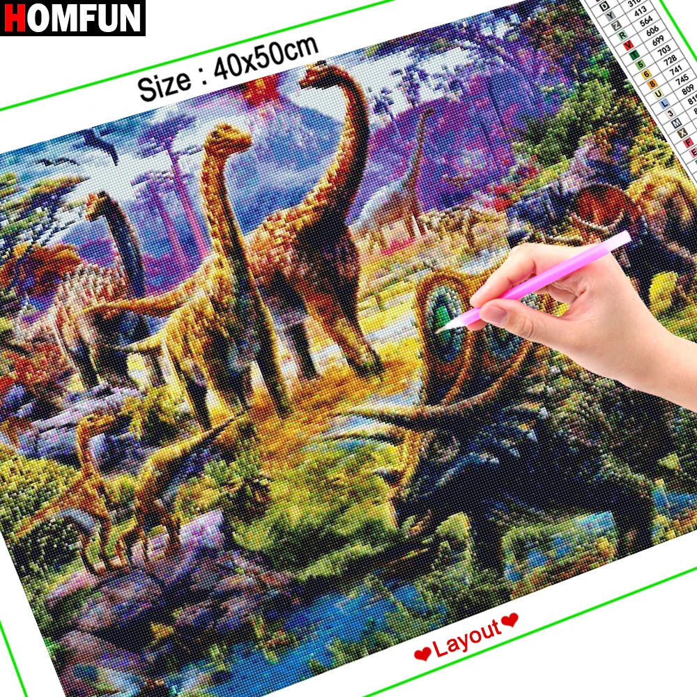 HOMFUN 5D DIY Diamond Painting Animal dinosaur Full Drill Resin Diamond Embroidery Cross Stitch Home Decor A00490 diamond painting diamond art painting kit diamond painting set