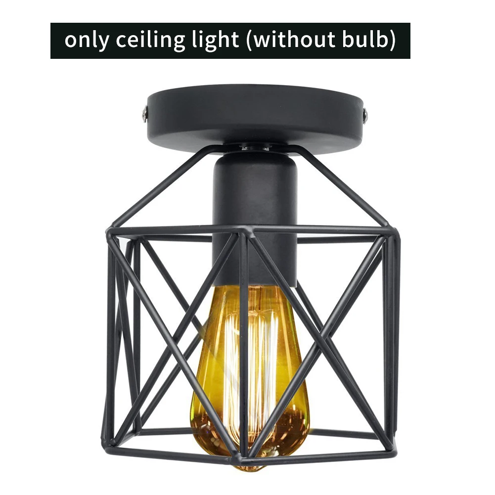 

E27 Socket Indoor Wrought Iron Balcony Hollowed Out Hallway Stairs Dining Room Shop LED Ceiling Light Bar Industrial Vintage