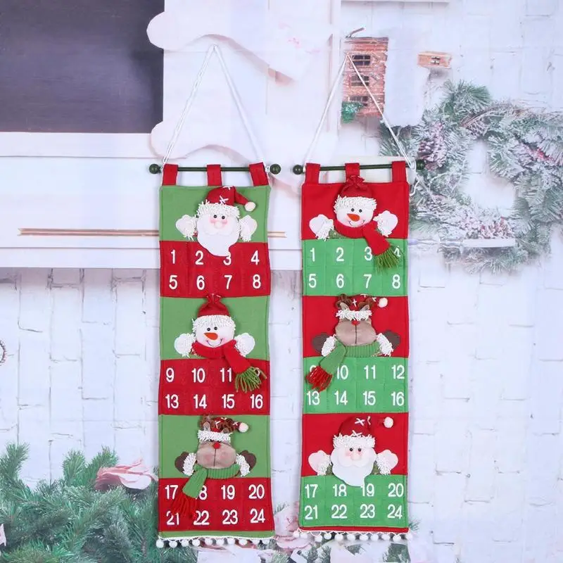 Рождественский календарь Санта Клаус Снеговик Рождественский таймер Рождественский обратный отсчет настенный календарь украшение дома реквизит тканевый карман